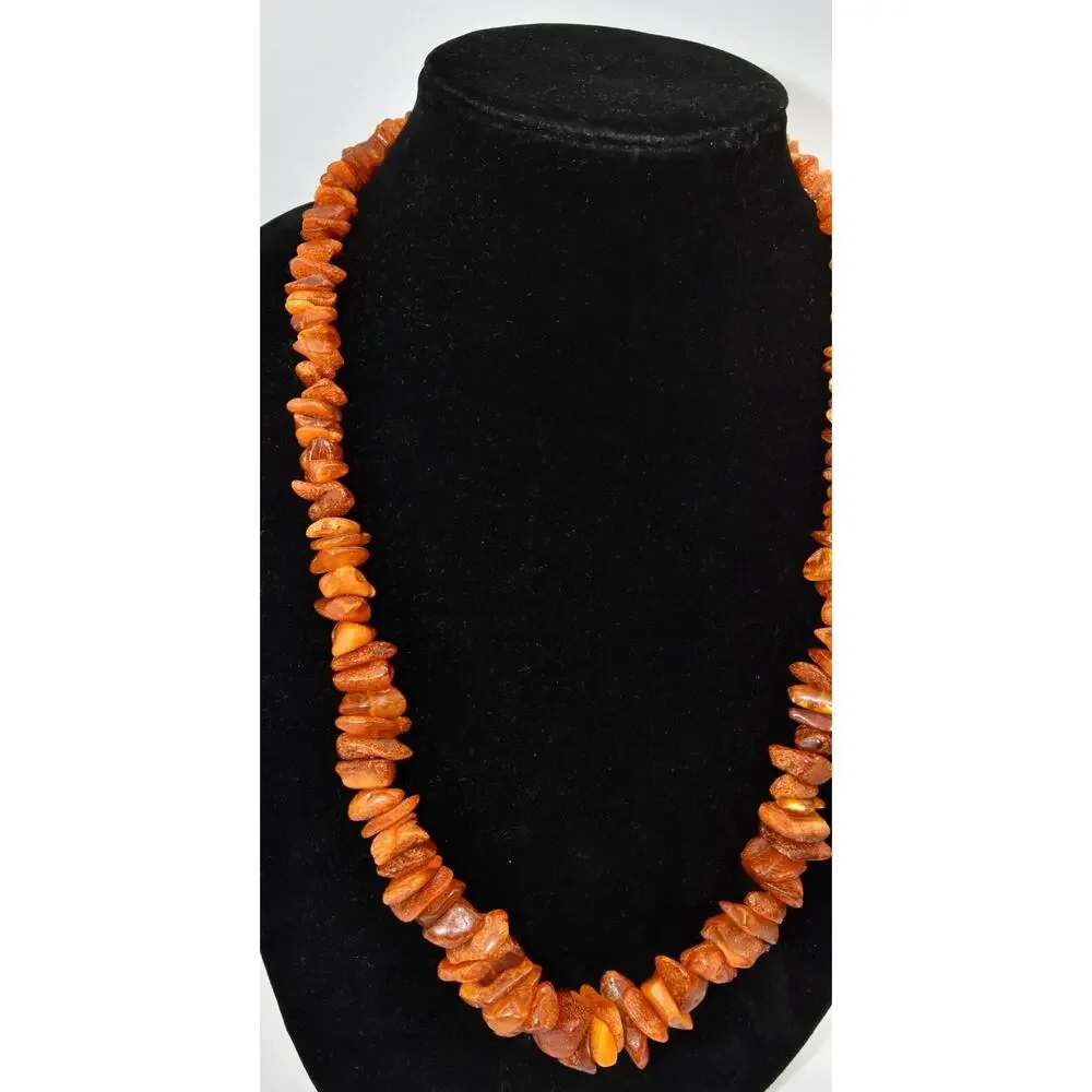 Antique Baltic Butterscotch Egg Yolk Amber Graduated Beaded Necklace 26” 69 g